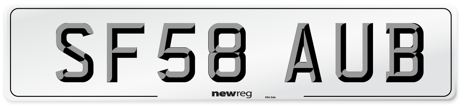 SF58 AUB Number Plate from New Reg